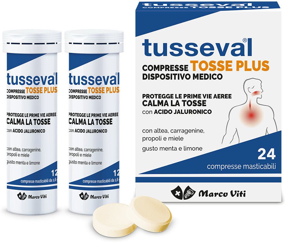 marco viti farmaceutici spa tusseval tosse plus 24 compresse menta limone - rimedio naturale per la tosse con gusto fresco