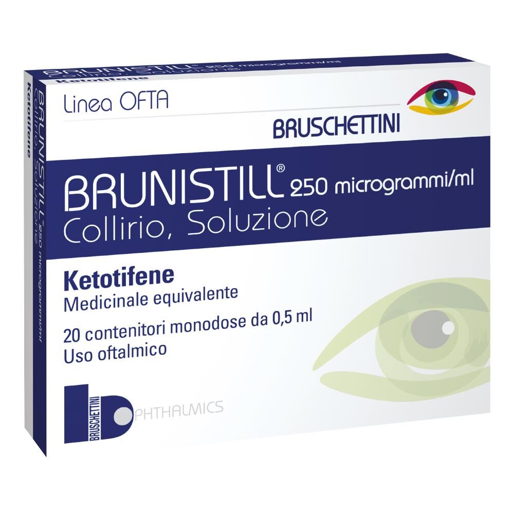 bruschettini srl collirio bruschettini brunistill - 20 contenitori monodose da 0.5ml per congiuntivite allergica stagionale
