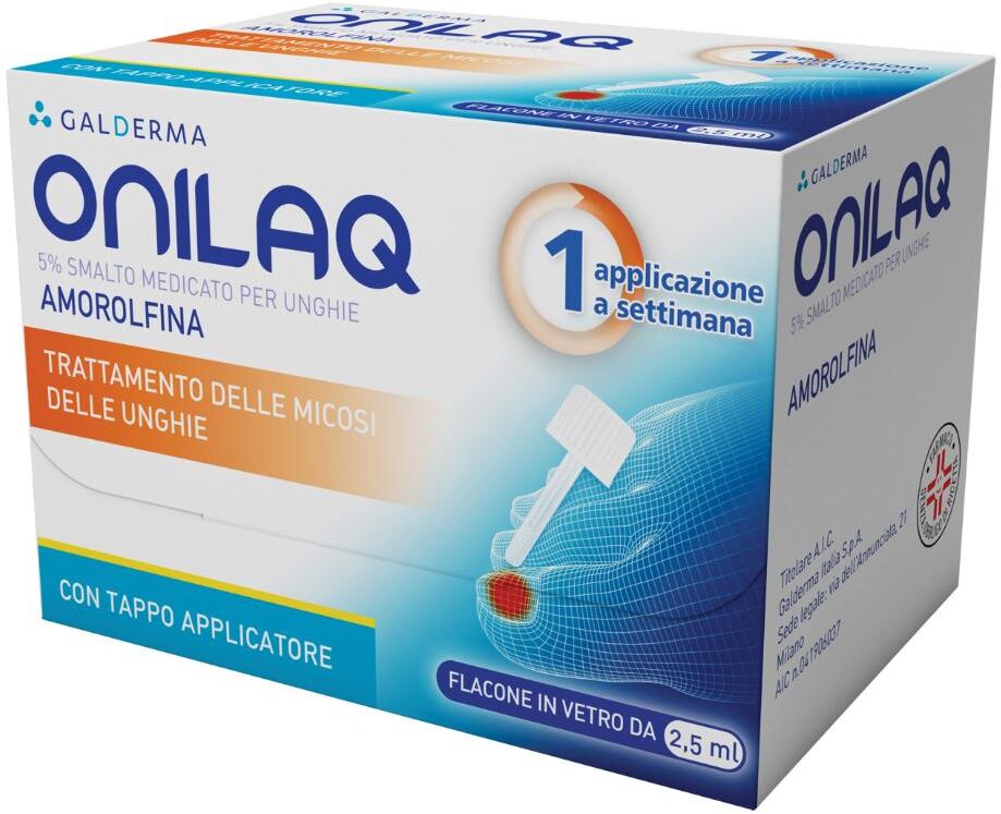 galderma onilaq smalto unghie in flacone vetro 2,5ml 5% - applicazione facile e duratura + kit limette e tamponi