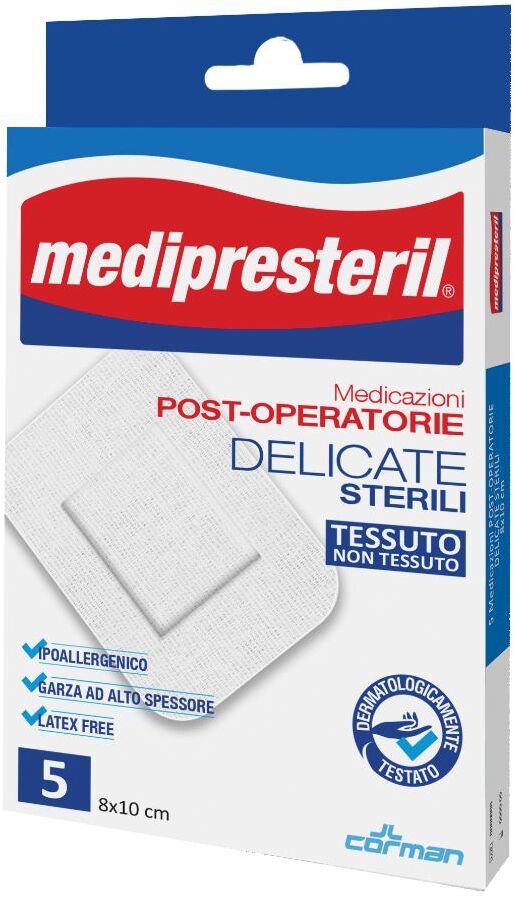 corman spa medipresteril cerotto post-operatorio delicato 7,5x10cm - protezione e cura, 4 pezzi