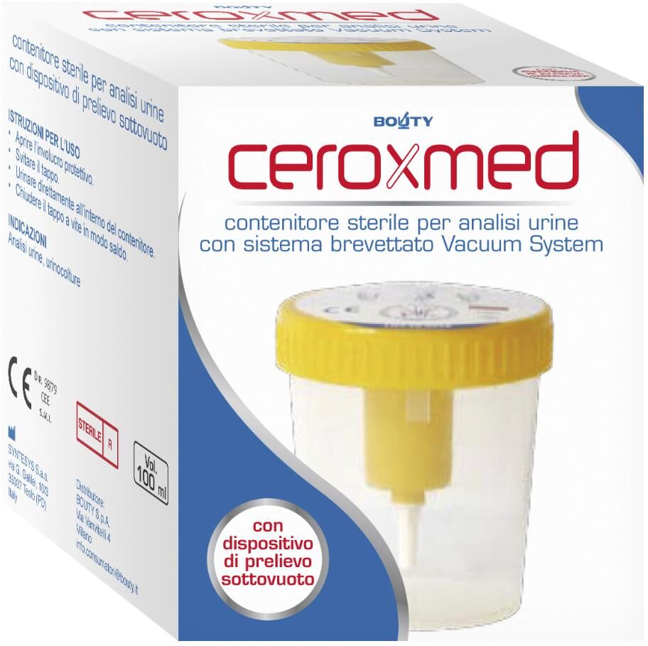 nova argentia srl ind. farm ceroxmed contenitore urina con sistema vacuum system 100ml - raccolta precisa per analisi mediche