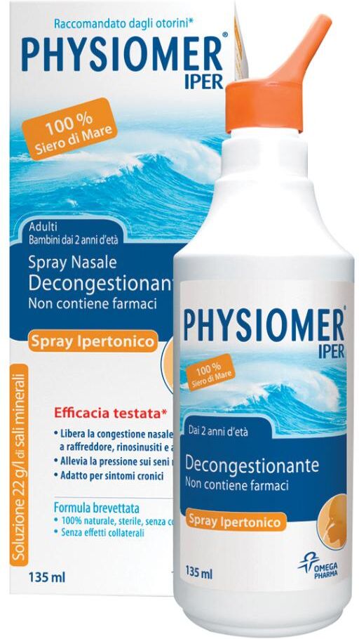 perrigo italia srl physiomer - spray ipertonico nasale decongestionante 135ml per igiene e benessere delle vie nasali