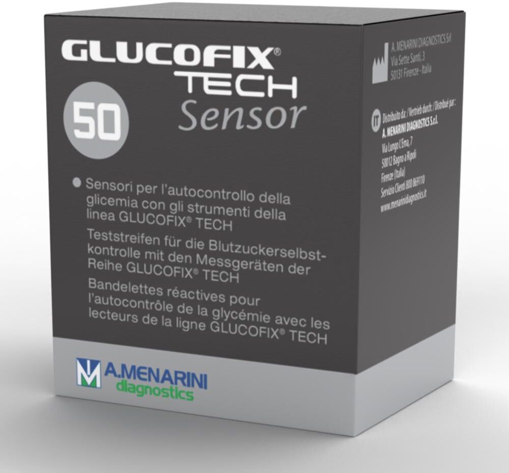 a.menarini diagnostics a. menarini - glucofix tech sensor strisce per misurazione glicemia 50 pezzi - strisce reattive per misuratore glicemia