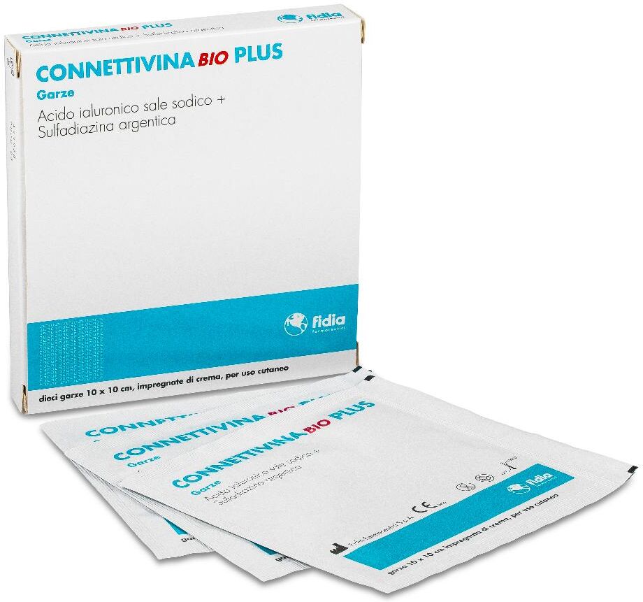 fidia farmaceutici spa connettivina bio plus - garza 10x10cm impregnata di crema 10 pezzi per la cura della pelle