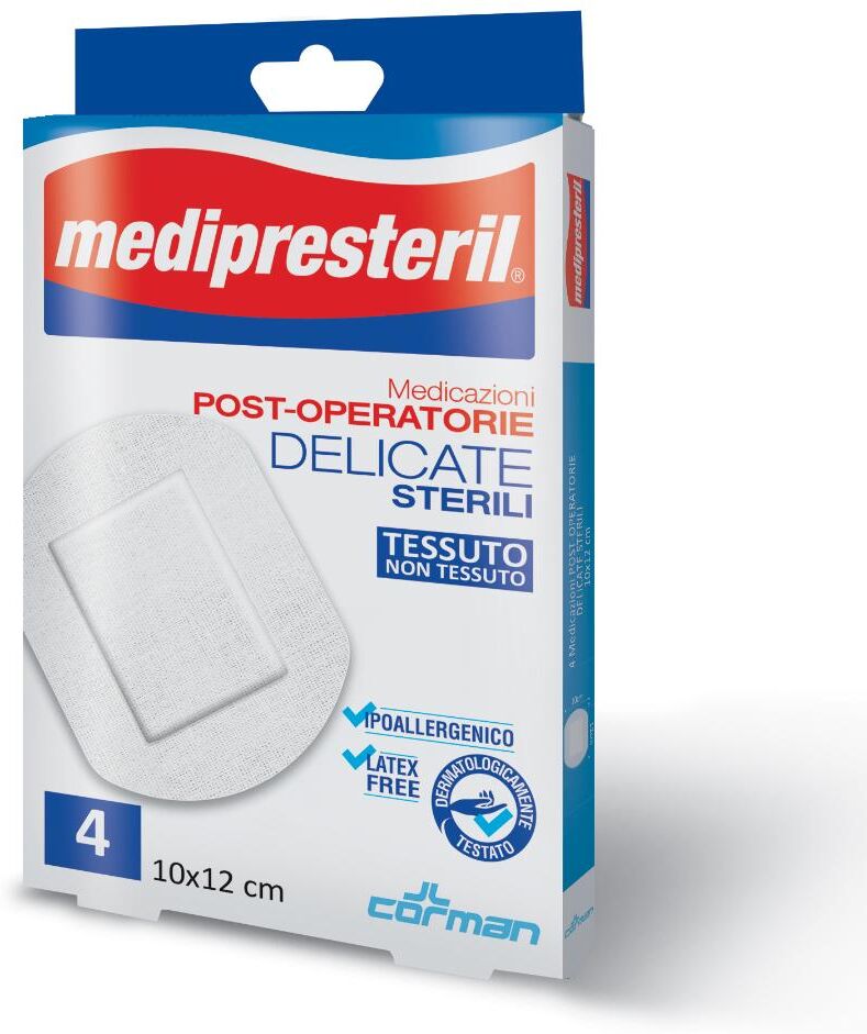 corman spa medipresteril medicazione post operatoria delicata tnt 10x12cm 4 pezzi - guarigione sicura e protetta