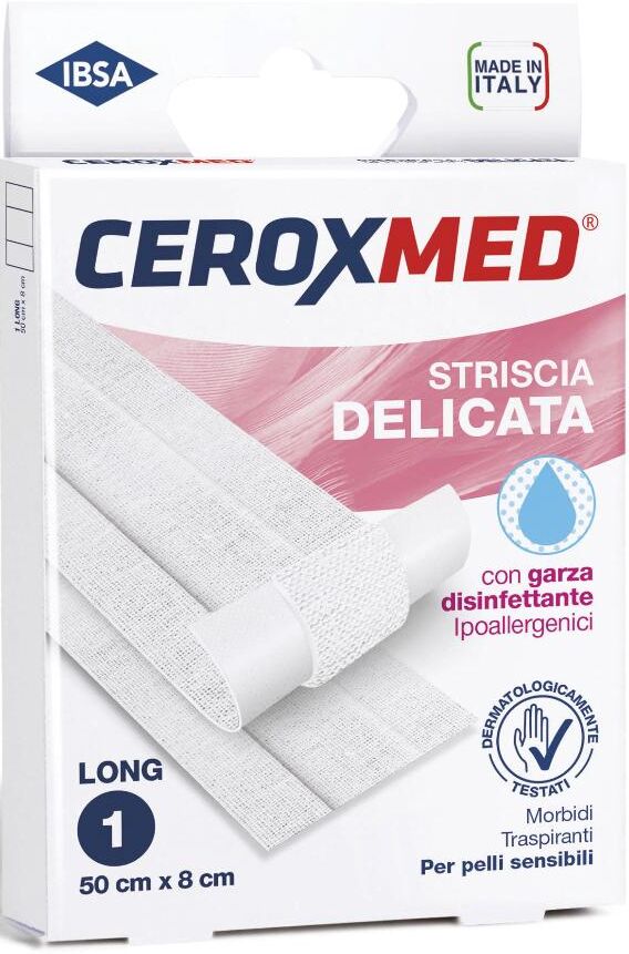 nova argentia srl ind. farm ceroxmed striscia delicata 50x8cm - garza ipoallergenica per pelli sensibili