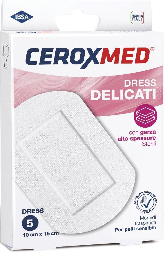 nova argentia srl ind. farm ceroxmed dress delicati 10x15cm 5 cerotti - medicazione dolce e protettiva