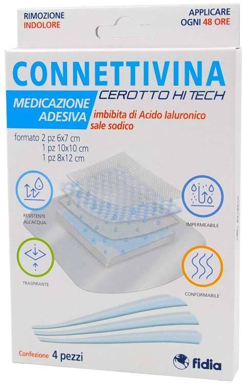 Fidia Farmaceutici Spa Connettivina - Cerotto Hitech Misure Miste 4 Pezzi - Trattamento Ferite Multidimensionale