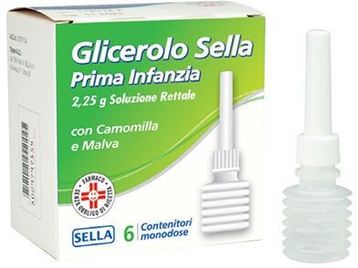 Sella Srl Glicerolo Sella Prima Infanzia 6 Contenitori Monodose 2,25g Soluzione Rettale Camomilla/Malva