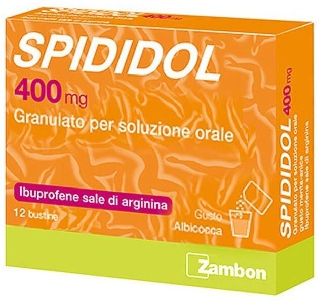 Zambon Spididol 400mg Gusto Albicocca - Ibuprofene Sale di Arginina 12 Bustine - Antinfiammatorio e Antireumatico