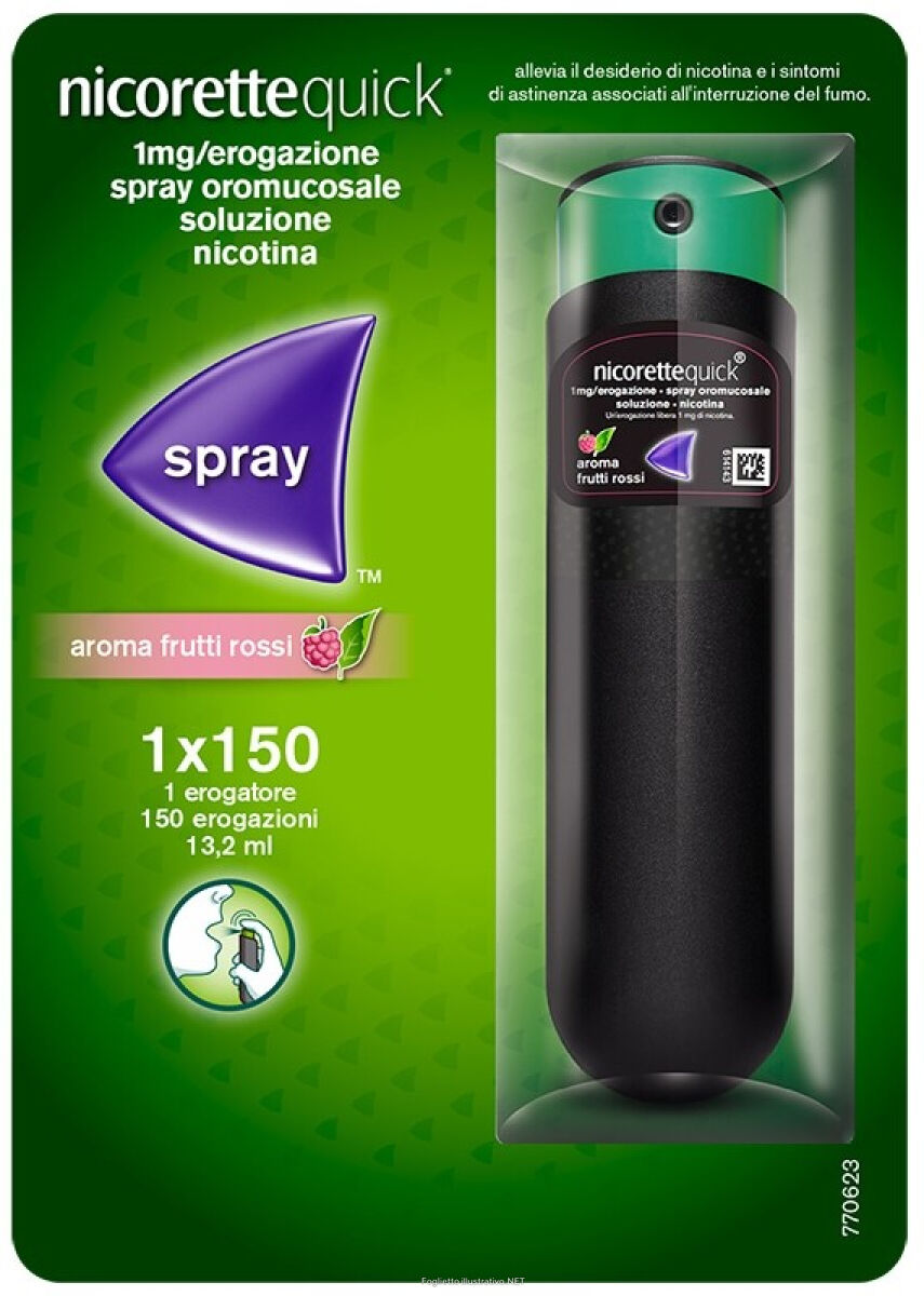 Johnson & Johnson Nicorette Quick Spray Menta 13ml - Spray Oromucosale per il Trattamento della Dipendenza da Nicotina