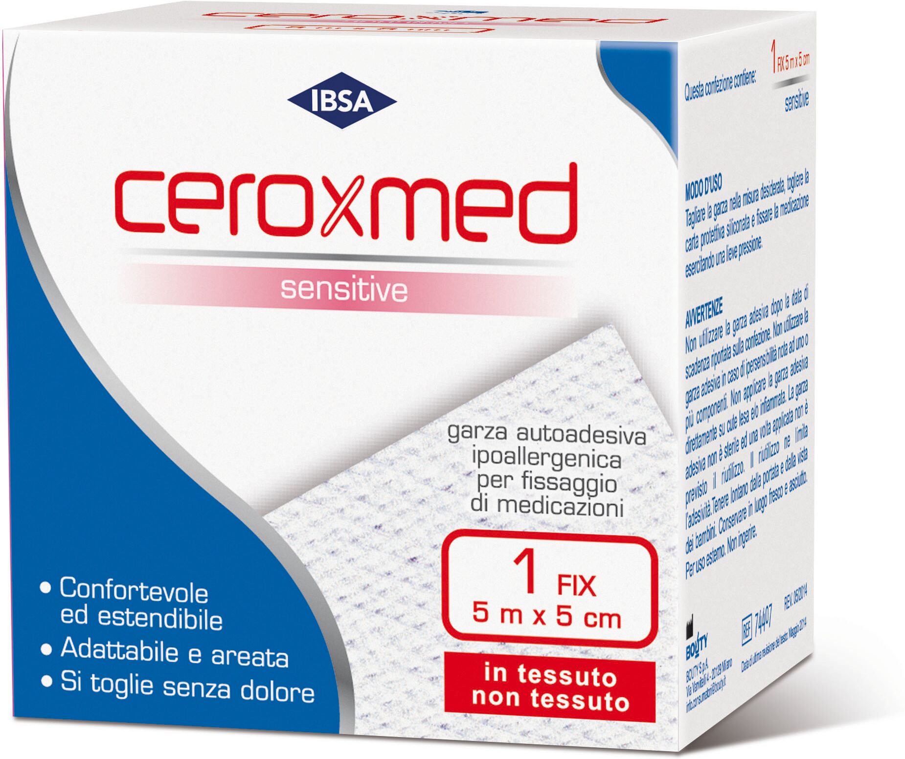 Nova Argentia Ceroxmed Garza Sensitive 5cmx5m - Garze Ipoallergeniche per Fissaggio Medicazioni e Dispositivi Medici