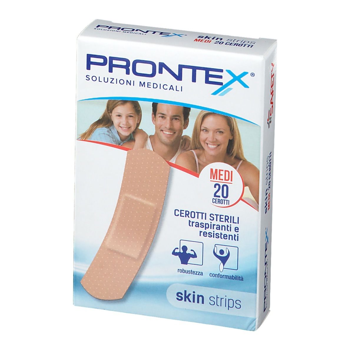 Safety Prontex Skin Strips Cerotti Sterili Traspiranti E Resistenti Medio 20 Pezzi