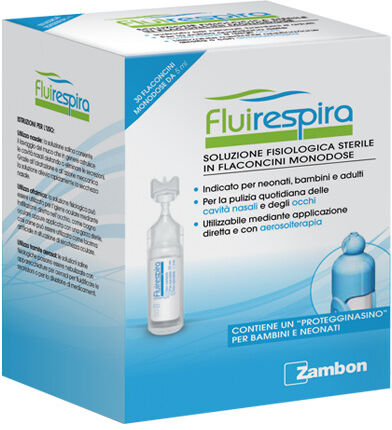 Zambon Fluirespira Soluzione Fisiologica Sterile 30 Flaconcini da 5 ml - Soluzione Isotonica per Nebulizzatori