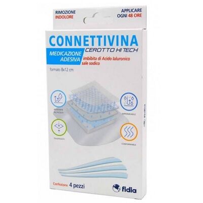 Fidia Farmaceutici Spa Connettivina - Cerotto Hitech 8x12cm 4 Pezzi - Trattamento per Ferite e Abrasioni