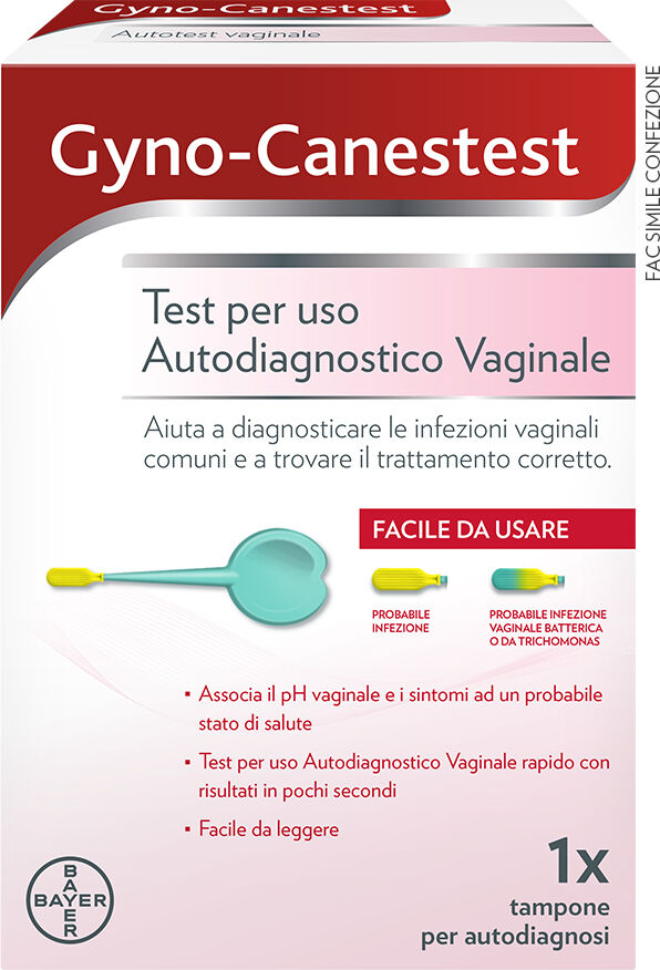 Bayer Spa Gyno-Canestest Autotest Vaginale per Diagnosticare Infezioni Vaginali - Candida e Vaginosi Batterica - Risultati in Pochi Secondi, 1 Tampone