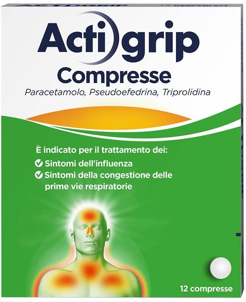 Johnson & Johnson Actigrip 12 Compresse per Raffreddore e Febbre - Trattamento Efficace per il Raffreddore e la Febbre