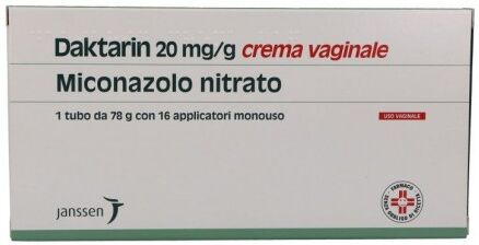 Johnson & Johnson Daktarin 20mg/g Crema Vaginale - 78g con 16 Applicatori Monouso - Trattamento Efficace per Infezioni Vulvovaginali da Candida