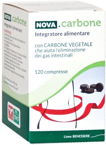 Nova Argentia Carbone Vegetale 120 Compresse - Integratore per Gas Intestinali e Transito Regolare