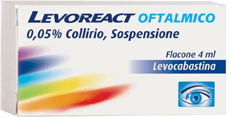 Johnson & Johnson Levoreact Oftalmico Collirio Sospensione 0,5mg 4ml - Trattamento Efficace per Congiuntiviti Allergiche