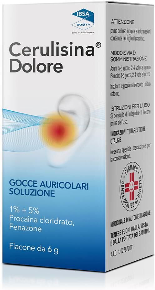 Ibsa Farmaceutici Italia Srl Cerulisina Dolore Gocce Auricolari - Soluzione Analgesica per Otalgia, 6g