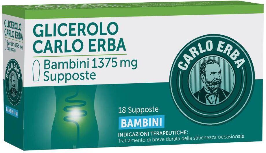 Johnson & Johnson Glicerolo Bambini 18 Supposte 1375mg Carlo Erba - Trattamento della Stitichezza Occasionale