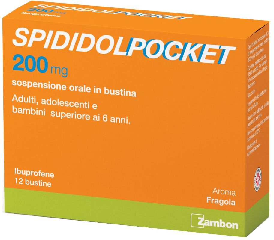 Zambon Spididol 200mg Gusto Fragola - Ibuprofene 12 Bustine - Antinfiammatorio e Antireumatico