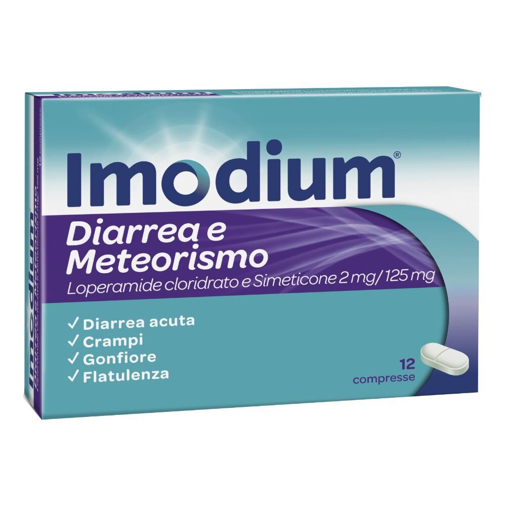 Johnson & Johnson Imodium Diarrea e Meteorismo 2mg/125mg 12 Compresse - Antidiarroici efficaci