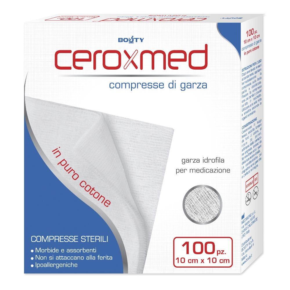 Nova Argentia Ceroxmed Compresse di Garza 10x10cm - 100 Pezzi Sterili in Cotone