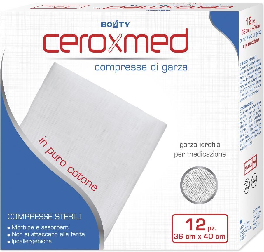 Nova Argentia Ceroxmed Compresse 36x40cm 12 Pezzi Sterili in Cotone - Morbide e Assorbenti