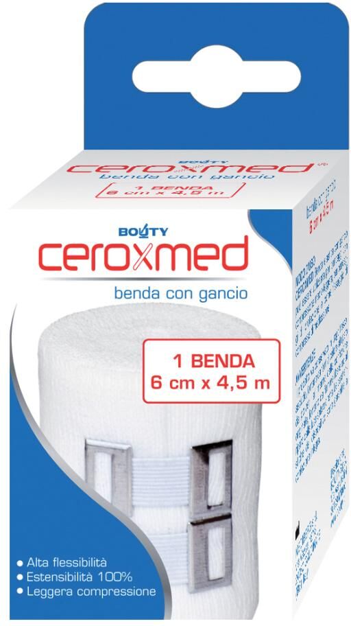 Nova Argentia Ceroxmed Benda Elastica Con Gancio 6cmx4,5m - Bendaggio Efficace e Protezione Cutanea