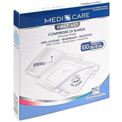 Gammadis Farmaceutici Srl Garza Cotone 10x10cm - Cura delle ferite sterile - 100 pezzi Gammadis Farmaceutici Srl Garza Cotone 10x10cm - Cura delle ferite sterile - 100 pezzi