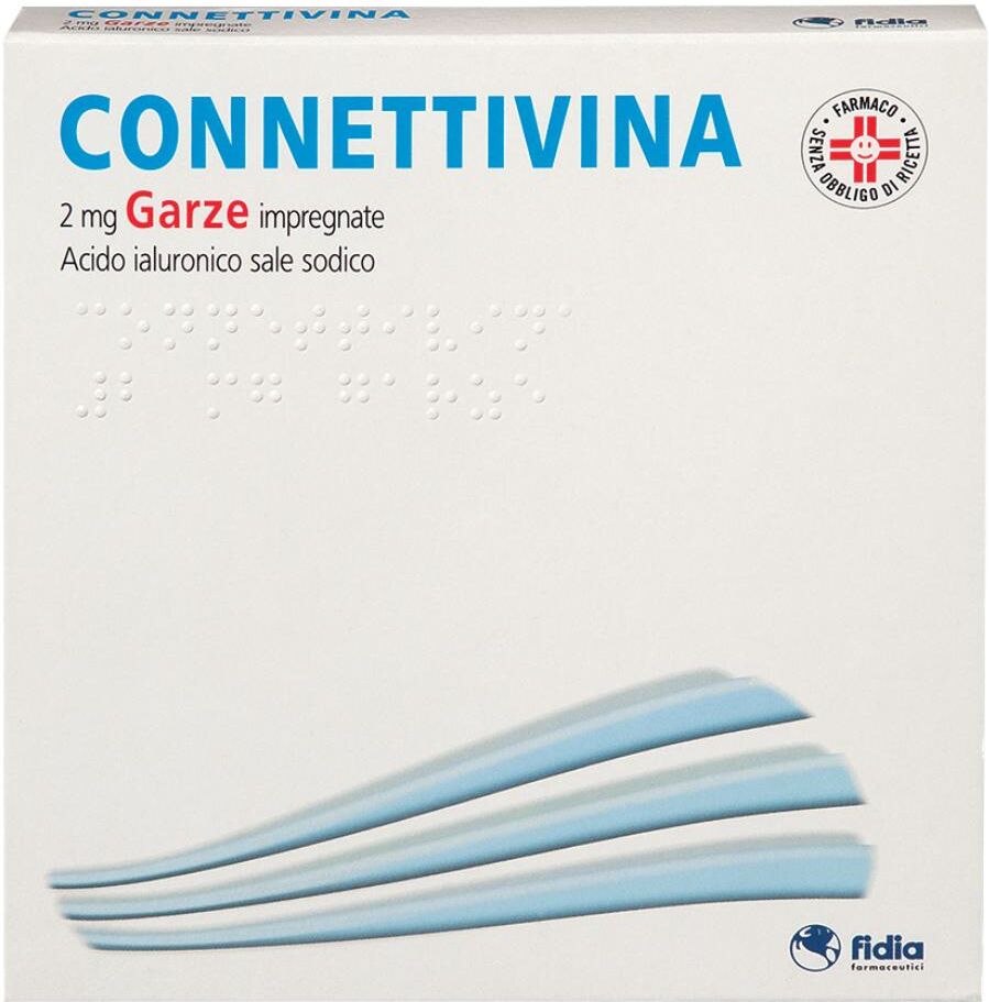 Fidia Farmaceutici Spa Connettivina - Garze Imbevute con Acido Ialuronico e Sale Sodico, 10 Pezzi