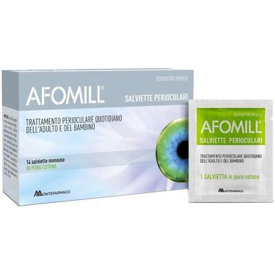 MONTEFARMACO OTC SpA Afomill Salviettine Perioculari Monouso, 14 Pezzi MONTEFARMACO OTC SpA Afomill Salviettine Perioculari Monouso, 14 Pezzi