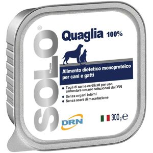 Drn Srl Solo Quaglia 100% - Cani e Gatti - 300g - Alimento Naturale per Animali