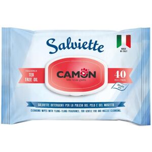 Camon Spa Salviette Detergenti Per Cani e Gatti Tea Tree Oil - Confezione da 40 Pezzi