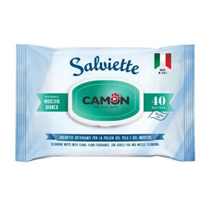 Camon Spa Salviette Detergenti Per Cani e Gatti Muschio Bianco - Confezione da 40 Pezzi