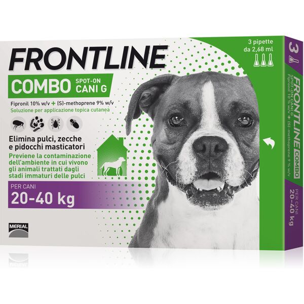 boehringer vet frontline frontline combo spot-on cani 3 pipette da 2,68ml 20-40kg - protezione antiparassitaria per cani di taglia media