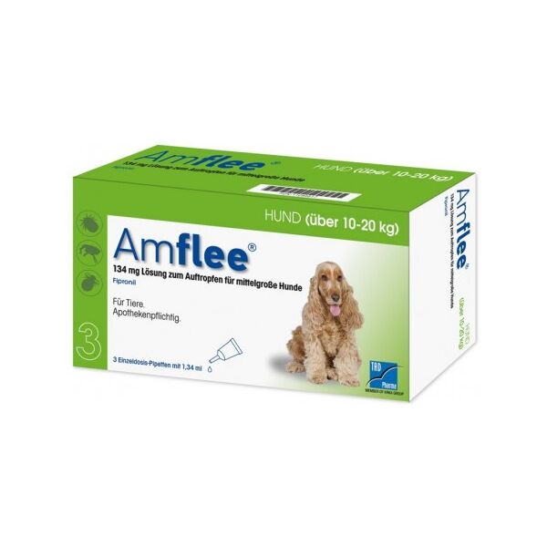 krka farmaceutici milano srl amflee combo spot-on soluzione per cani 3 pipette da 1,34ml 10-20kg - antiparassitario per cani, pulci e zecche