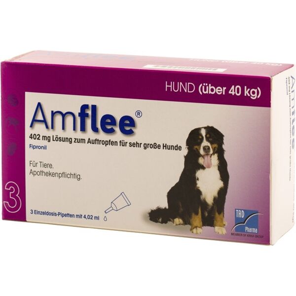 krka farmaceutici milano srl amflee spot-on soluzione per cani 3 pipette da 4,02ml - antiparassitario per cani oltre i 40kg