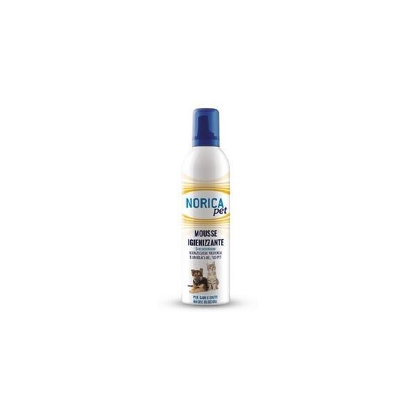 polifarma benessere srl norica pet mousse igienizzante per cani e gatti 400ml - schiuma deodorante per animali - igiene e freschezza