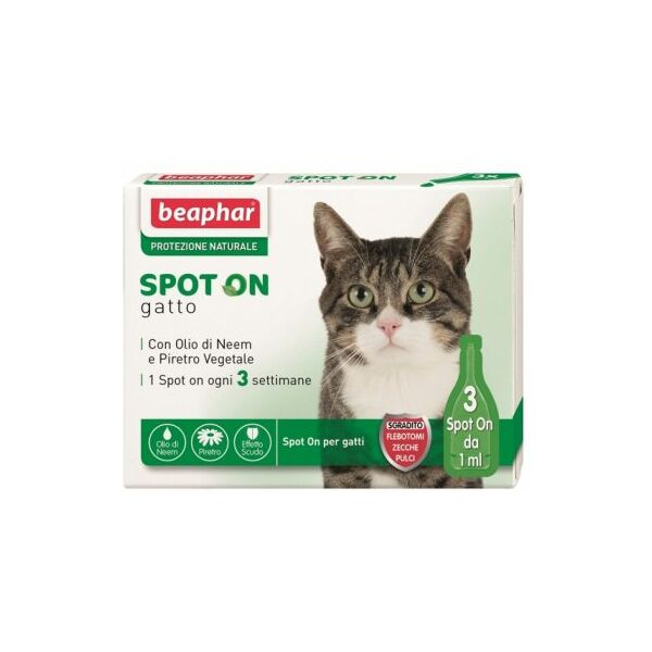 beaphar b.v. protezione naturale spot on antiparassitario gatto - 3 pipette da 1ml