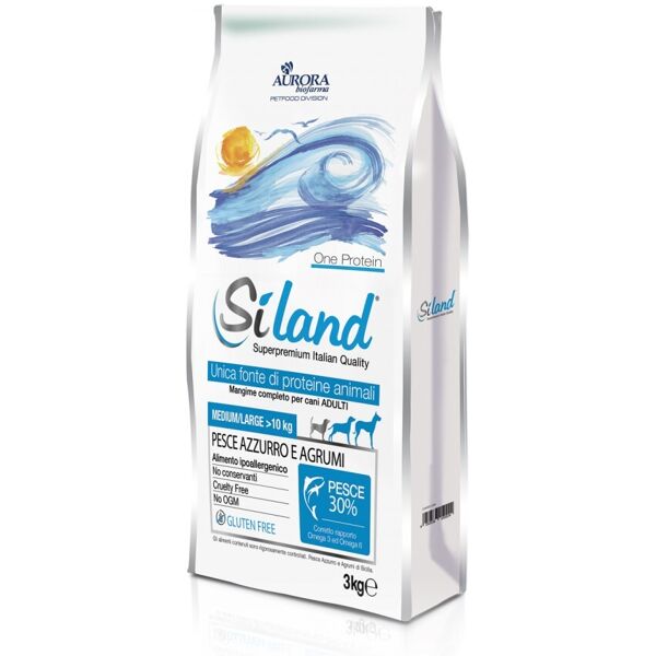 aurora biofarma srl siland diet alimento per cani adulti medio/grandi pesce azzurro e agrumi 3kg - nutrizione equilibrata