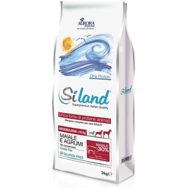 aurora biofarma srl siland alimento per cani adulti medio/grande maiale e agrumi 3kg - nutrizione equilibrata