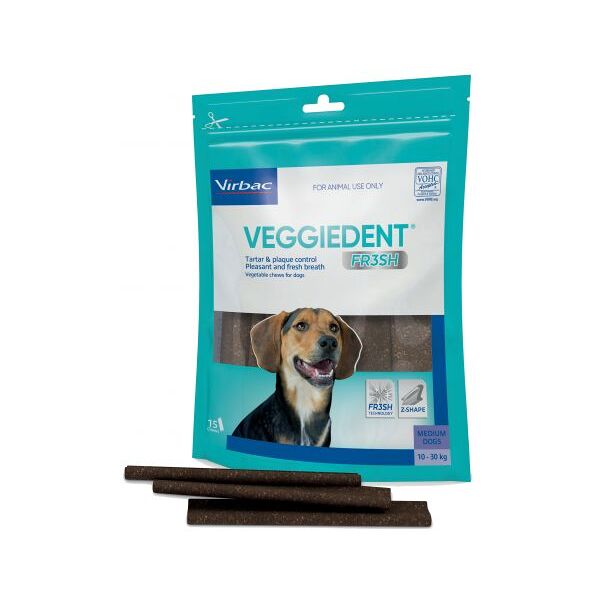 virbac srl veggiedent fr3sh m per cani 15 stick - snack dentale per l'igiene orale del tuo cane