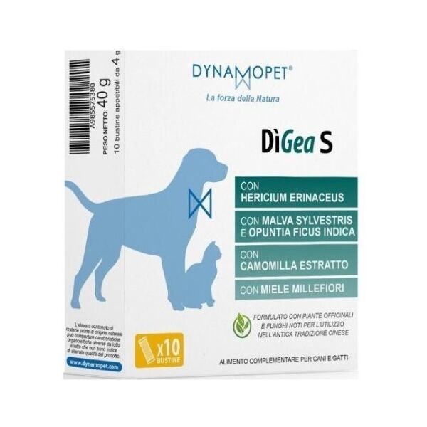 dynamopet srl digea small integratore per cani e gatti 10 bustine da 4g - supporto digestivo naturale