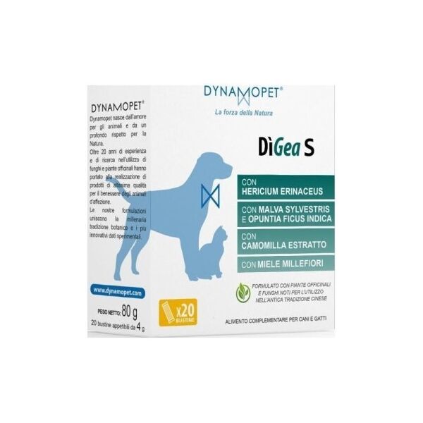 dynamopet srl digea small integratore per cani e gatti - 20 bustine da 4g - supporto digestivo