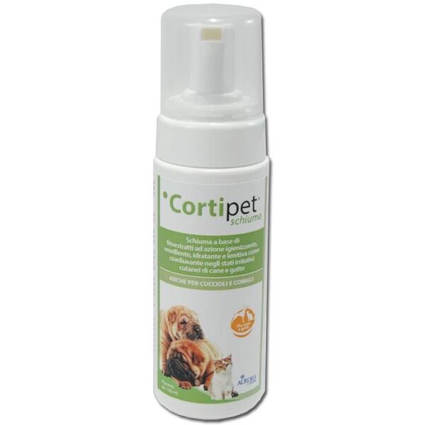 aurora licensing srl cortipet schiuma igienizzante lenitiva per irritazioni cutanee di cani e gatti 150ml - igiene e benessere per animali domestici