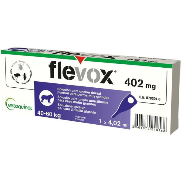 vetoquinol italia srl flevox spot-on cani 40-60kg 1 pipetta da 4,02ml 402mg - protezione antiparassitaria avanzata