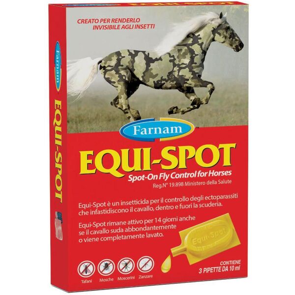 chifa srl equi-spot insetticida per cavalli 3 pipette da 10ml - protezione contro insetti e parassiti